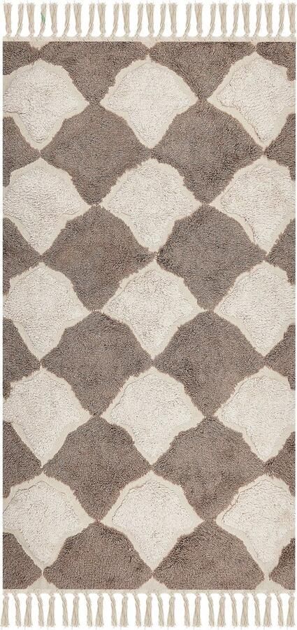 Beliani SINOP Laagpolig vloerkleed Bruin 80 x 150 cm Katoen - Foto 2