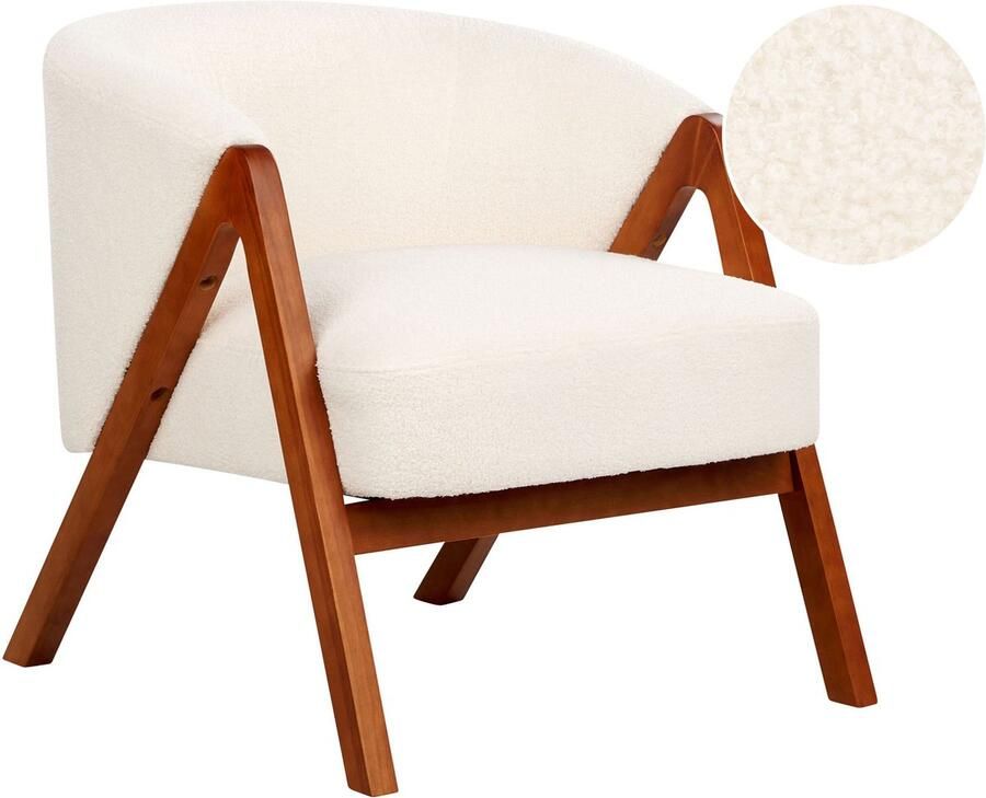 Beliani SKEI Fauteuil Gebroken wit Bouclé