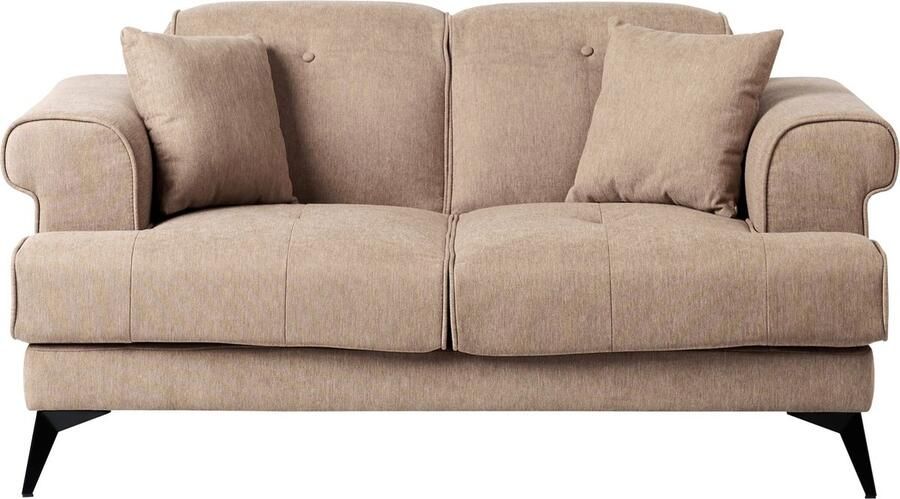 Beliani SKIVE Tweezitsbank Lichtbruin Polyester - Foto 2