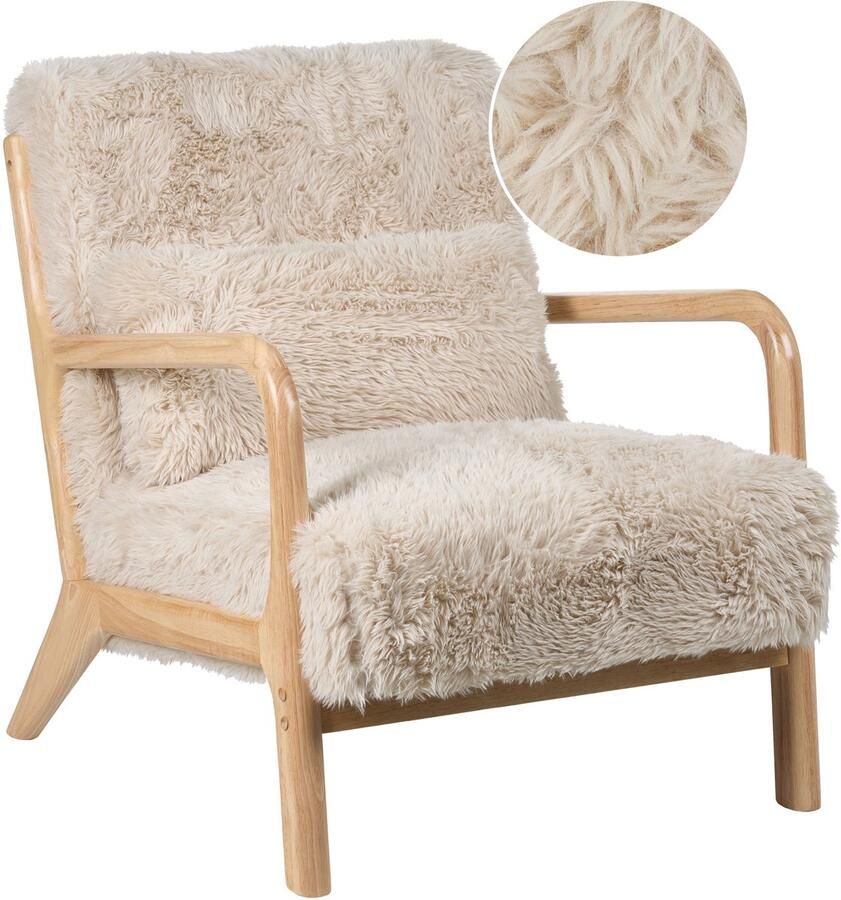 Beliani SKOVDE Fauteuil Lichtbeige Kunstbont