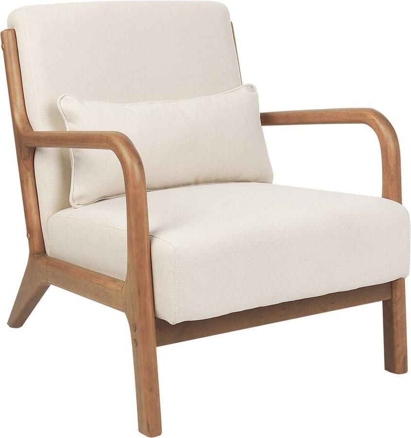Beliani SKOVDE Fauteuil Lichtbeige Rubberhout