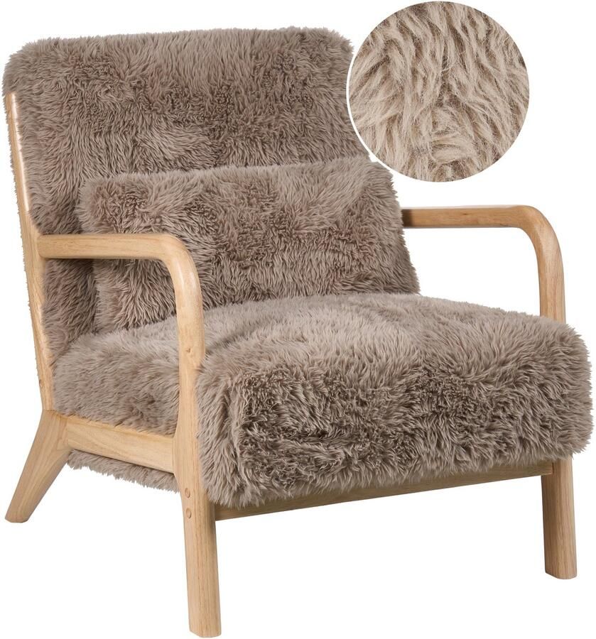 Beliani SKOVDE Fauteuil Taupe Kunstbont