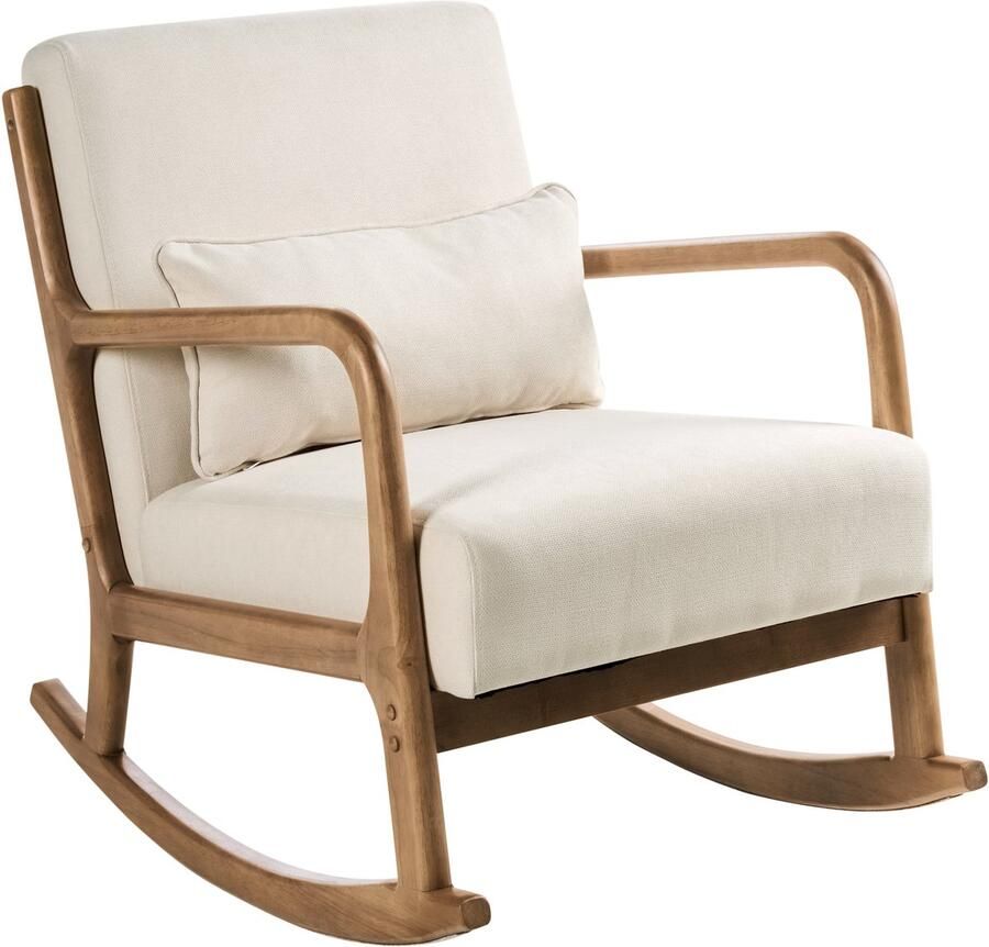 Beliani SKOVDE Schommelstoel Beige Stof