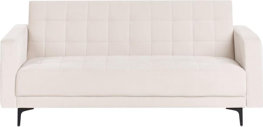 Beliani Slaapbank ABERDEEN Fluweel Lichtbeige 3-zitter