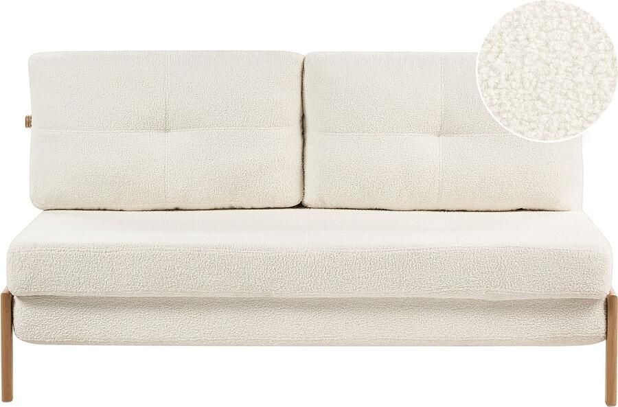 Beliani Slaapbank EDLAND Bouclé Gebroken wit 2-zitter