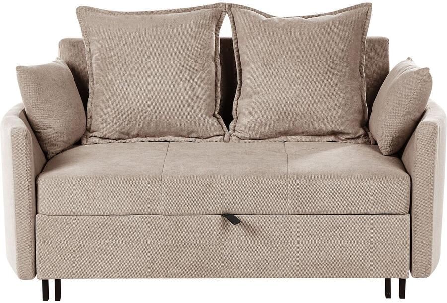 Beliani HOVIN Slaapbank 2-zits Taupe Polyester