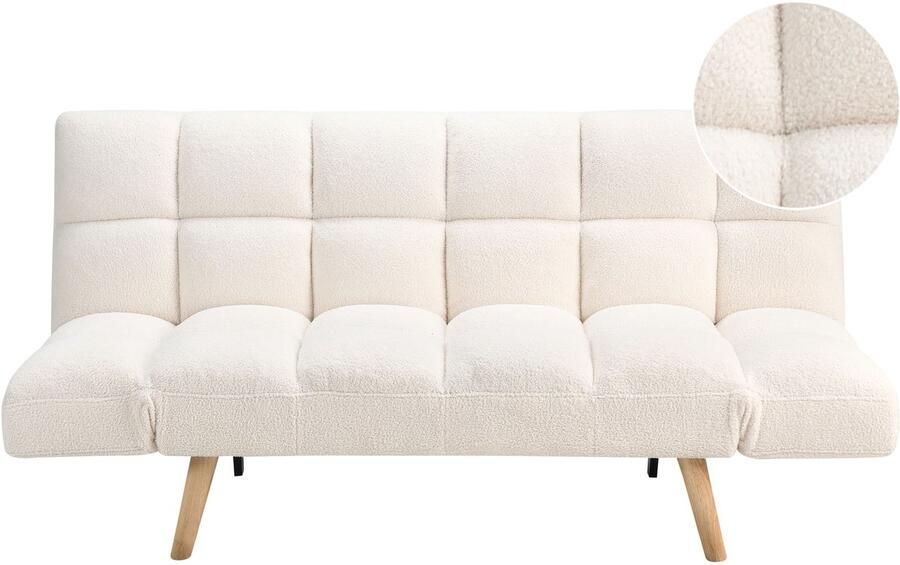 Beliani Slaapbank INGARO Bouclé Wit 2-zitter