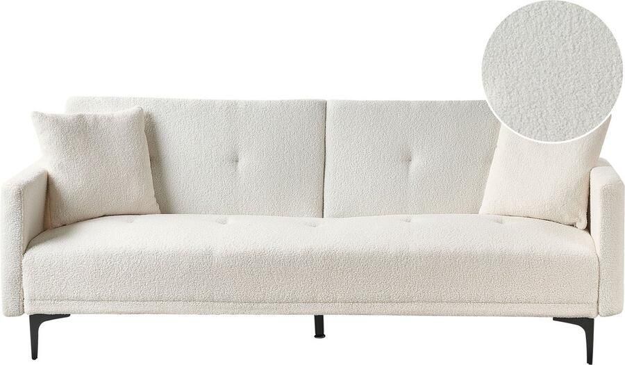 Beliani LUCAN Slaapbank 3-zits Gebroken wit Polyester