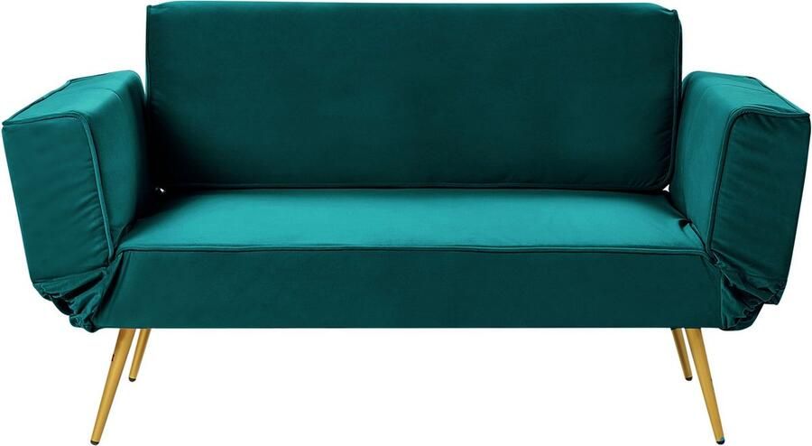 Beliani Slaapbank SAARELA Fluweel Smaragdgroen 2-zitter