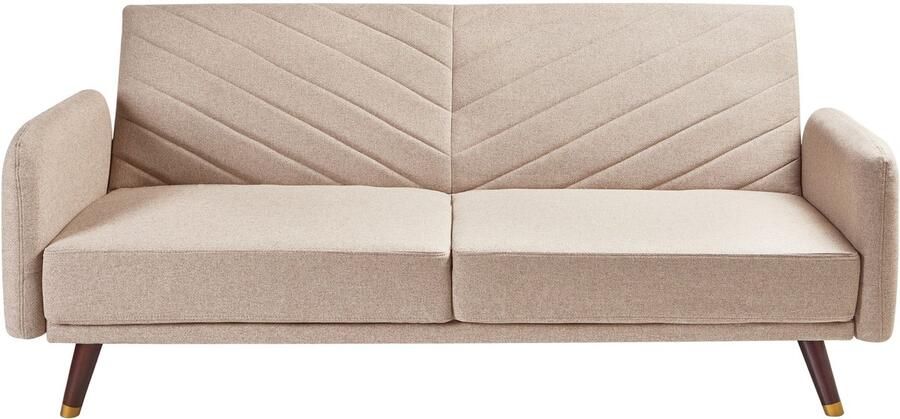 Beliani Slaapbank SENJA Kunstlinnen Lichtbruin 3-zitter