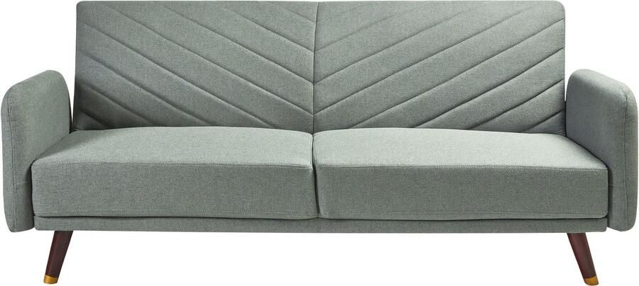 Beliani Slaapbank SENJA Kunstlinnen Lichtgroen 3-zitter