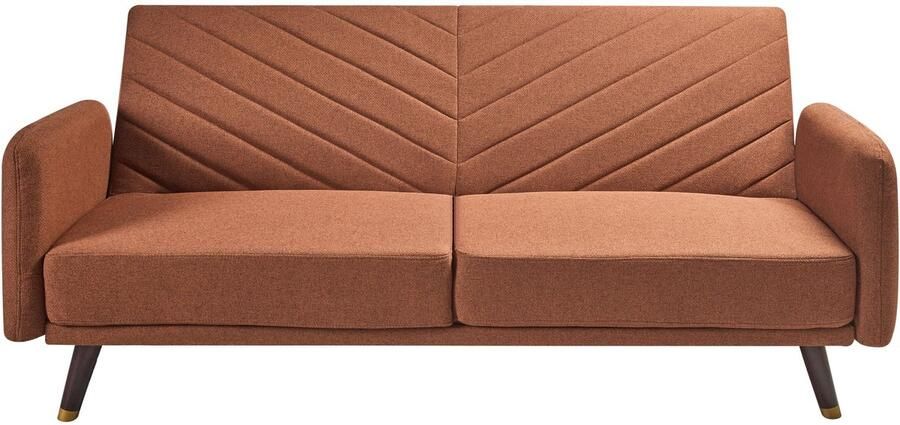 Beliani Slaapbank SENJA Kunstlinnen Oranje 3-zitter