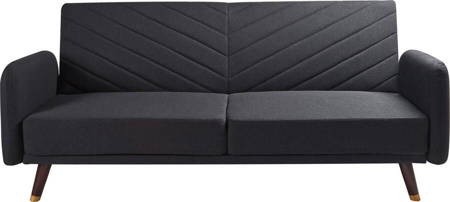 Beliani Slaapbank SENJA Kunstlinnen Zwart 3-zitter