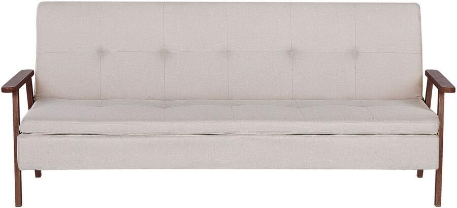 Beliani TJORN Slaapbank Donkerhout Beige Polyester