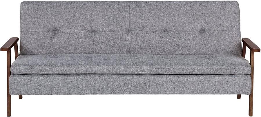 Beliani TJORN Slaapbank Donkerhout Lichtgrijs Polyester