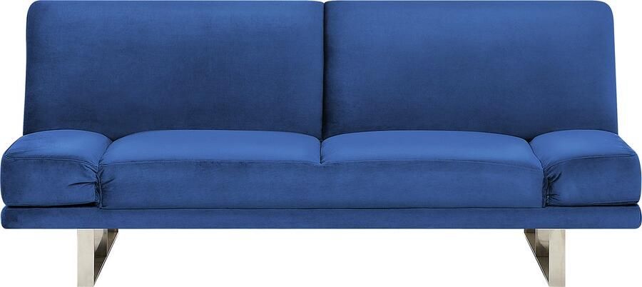 Beliani Slaapbank YORK Fluweel Marineblauw 2-zitter