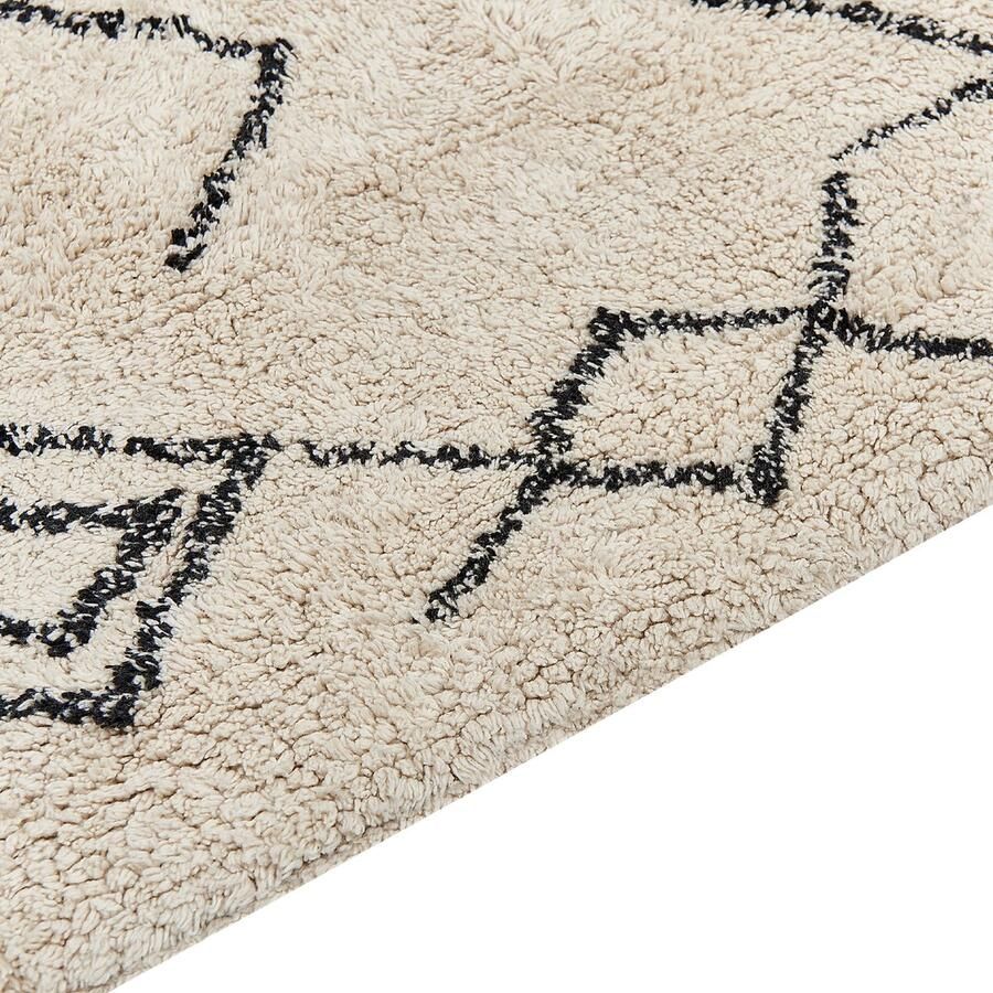 Beliani SOMEK Laagpolig vloerkleed Beige 160 x 230 cm Katoen