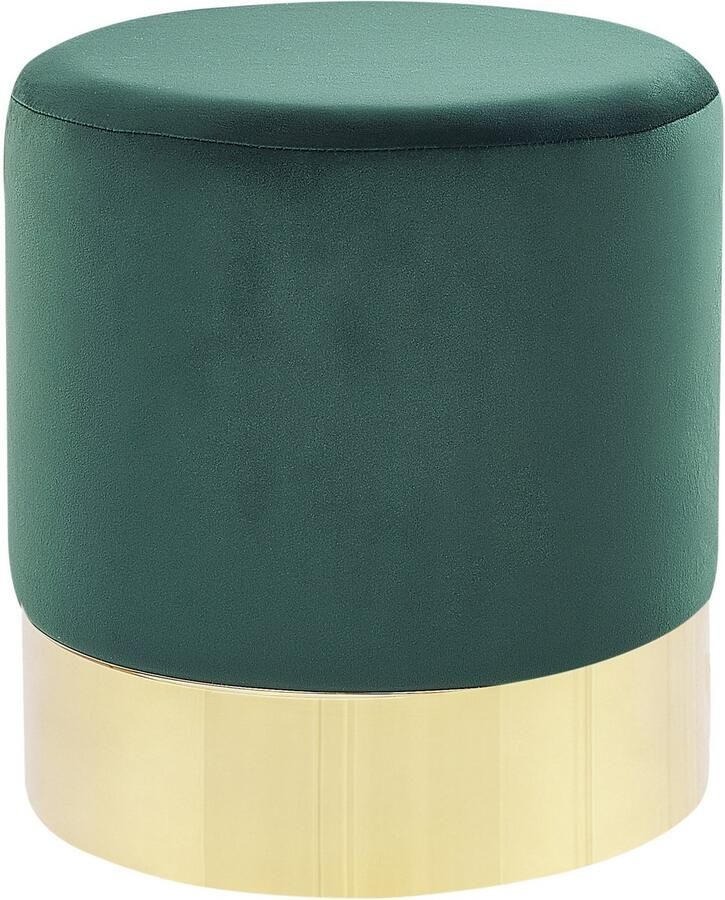 Beliani Poef SOPHIA Fluweel Donkergroen 39 cm 39 cm 40 cm