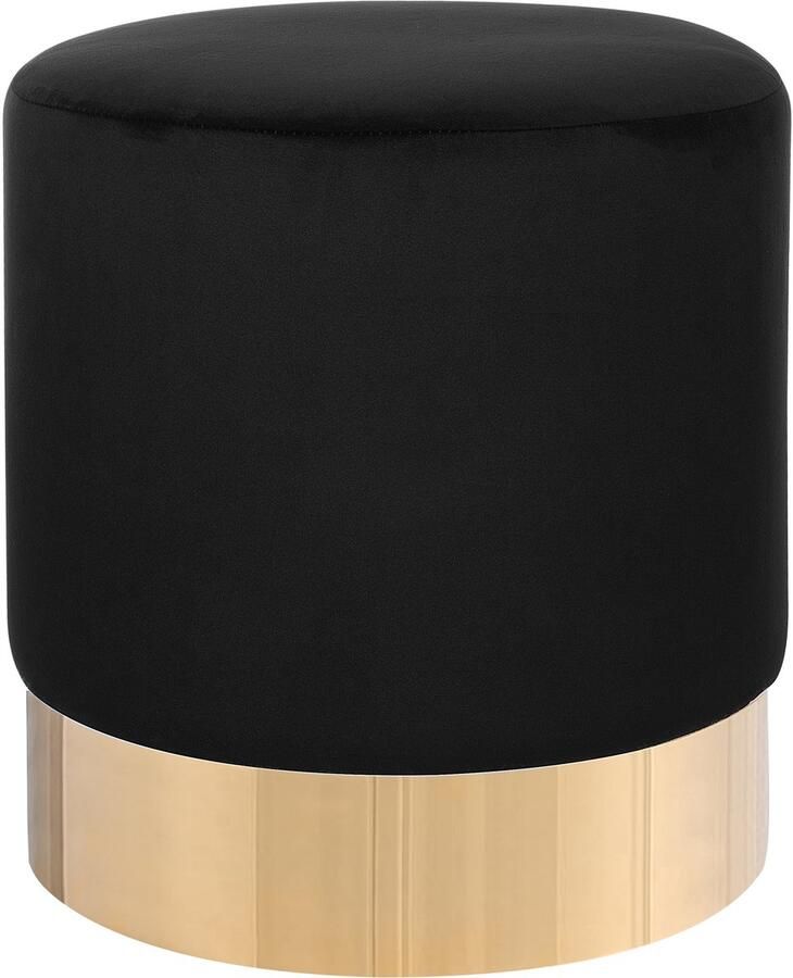 Beliani Poef SOPHIA Fluweel Zwart 39 cm 39 cm 40 cm
