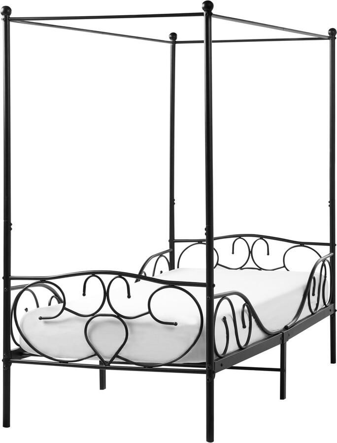 Beliani Hemelbed Metaal SORMERY 90 x 200 cm Zwart