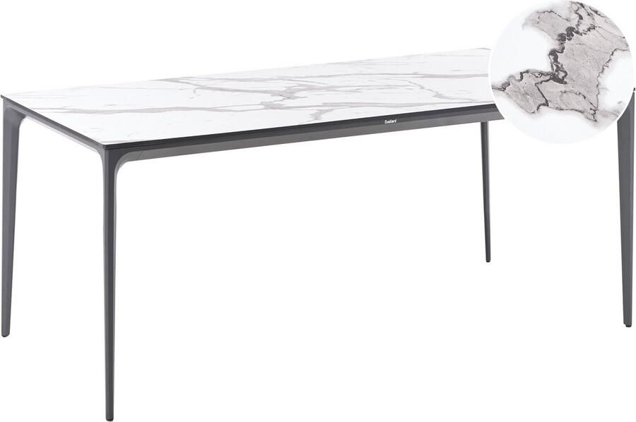 Beliani SOVARETO Tuintafel Donkergrijs Wit HPL Aluminium marmer