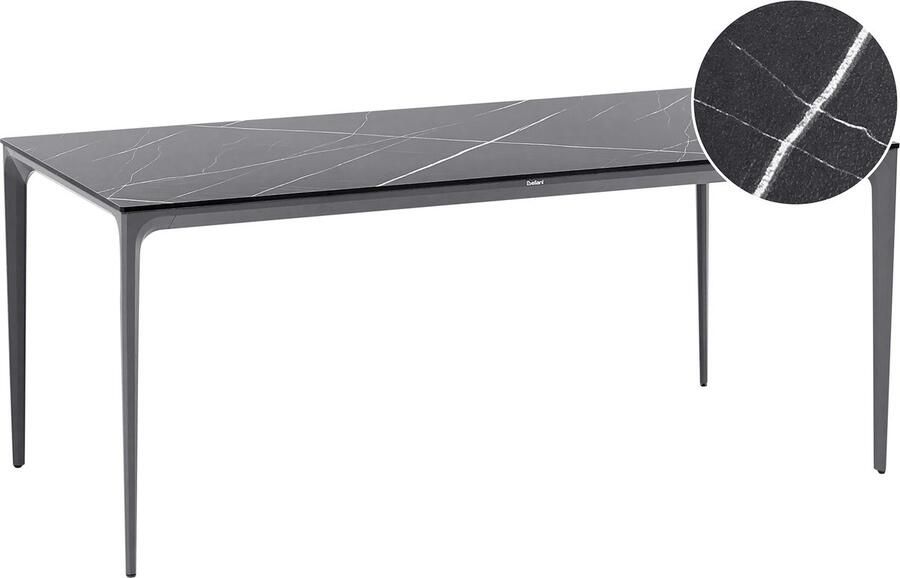 Beliani SOVARETO Tuintafel Donkergrijs Zwart HPL Aluminium marmer