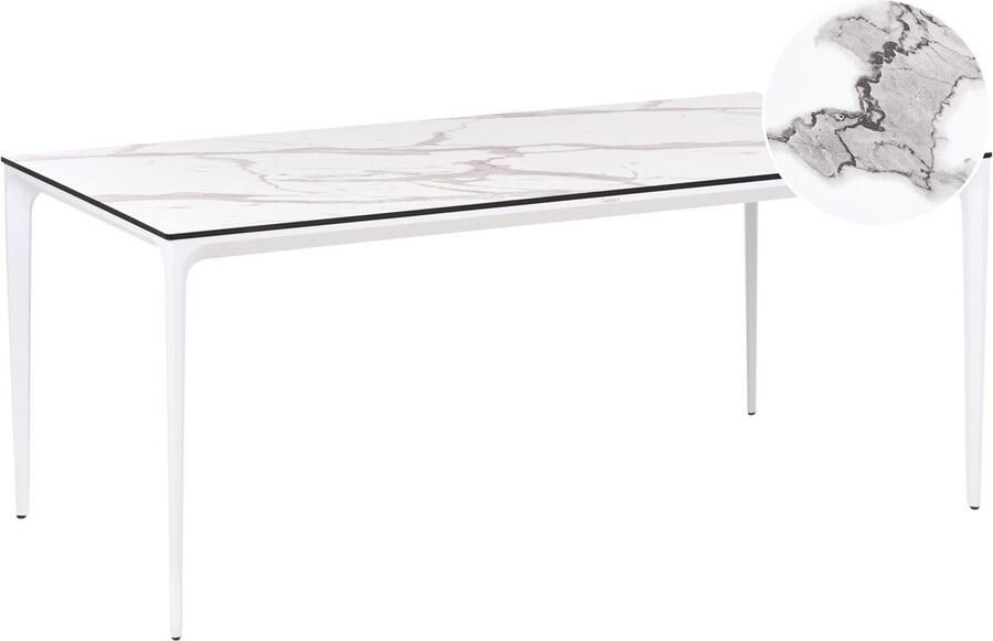 Beliani SOVARETO Tuintafel Wit HPL Aluminium marmer