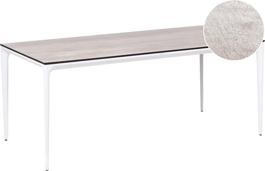 Beliani SOVARETO Tuintafel Wit Lichtgrijs HPL Aluminium