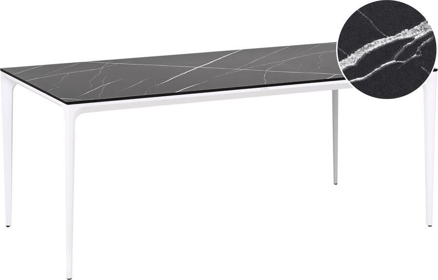 Beliani SOVARETO Tuintafel Wit Zwart HPL Aluminium marmer
