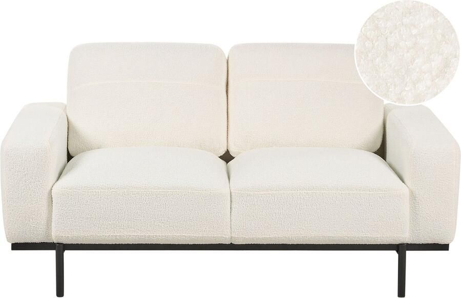 Beliani Bank SOVIK Bouclé Gebroken wit 2-zitter