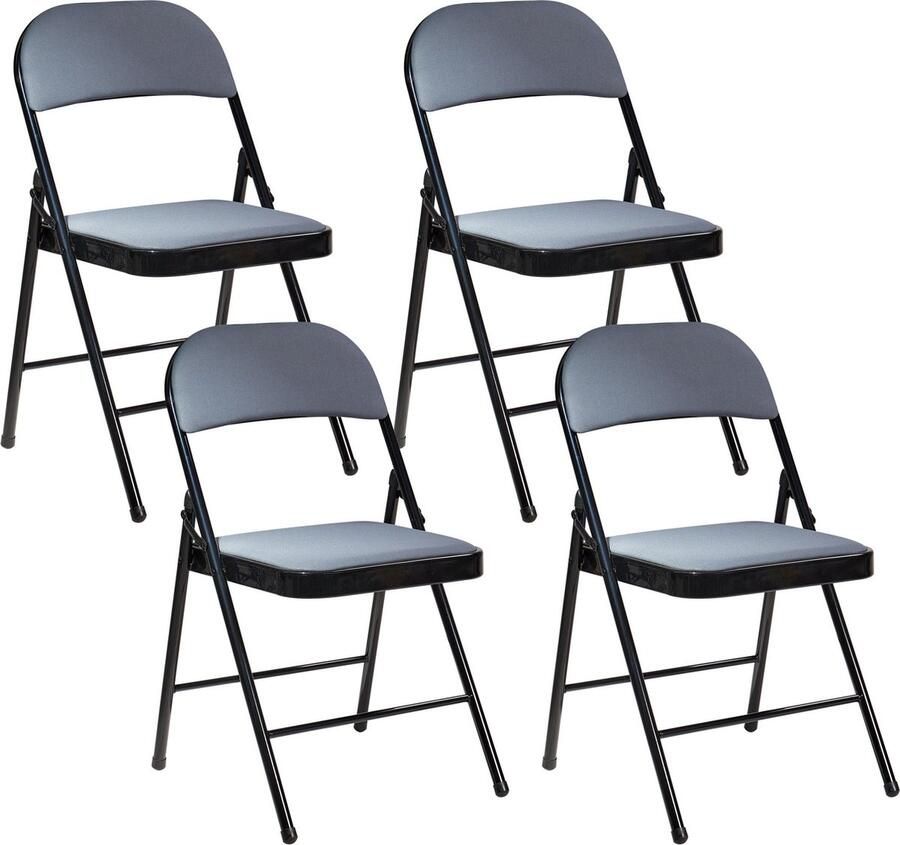 Beliani SPARKS Klapstoel set Donkergrijs Zwart Metaal