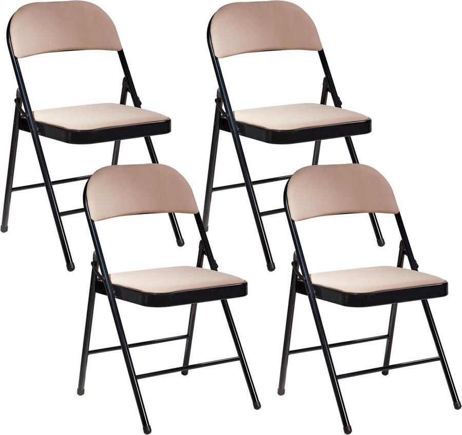 Beliani SPARKS Klapstoel set Zwart Beige Metaal