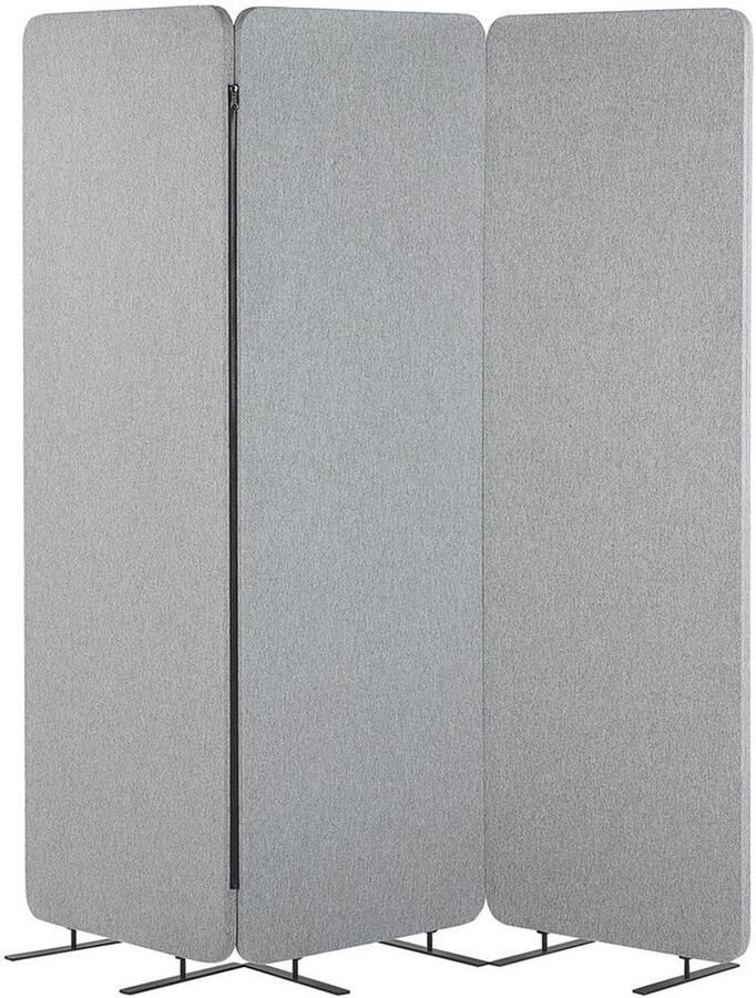 Beliani Akoestische roomdivider met 3 panelen STANDI Lichtgrijs 184 cm 184 cm