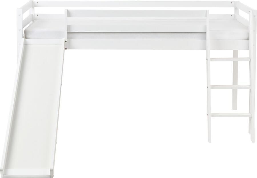 Beliani Verhoogd bed Dennenhout STAPLE 90 x 200 cm met glijbaan Wit