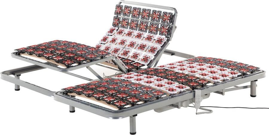 Beliani Set van 2 elektrische verstelbare bedframes STAR 180 x 200 cm Lichtgrijs