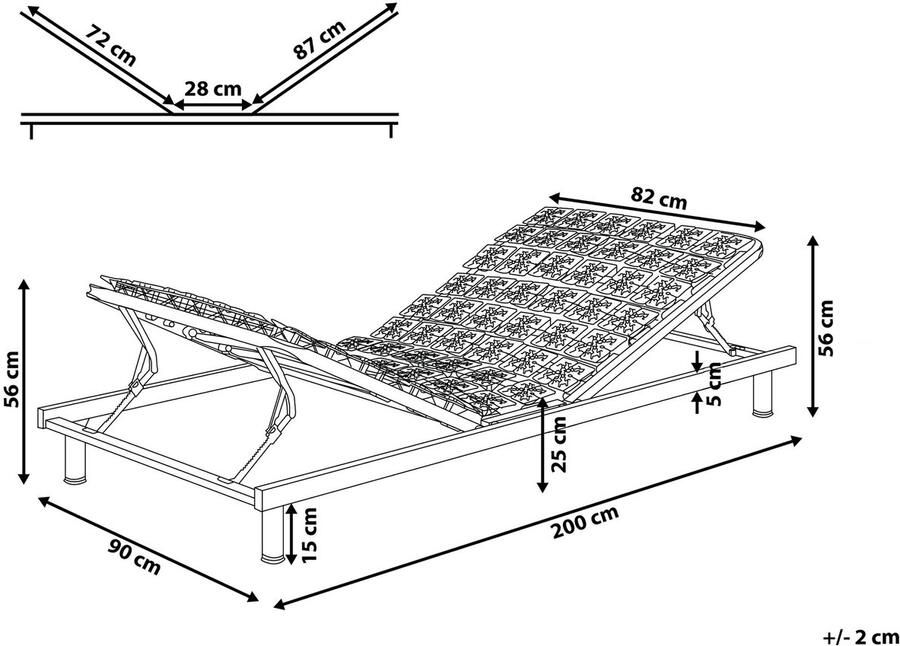 Beliani STAR Verstelbare lattenbodem Lichtgrijs 90 x 200 cm Staal