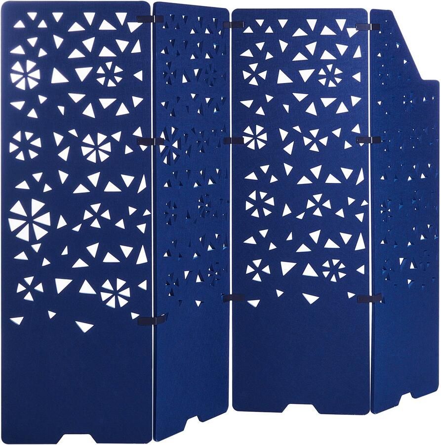 Beliani Roomdivider met 4 panelen STARRY Marineblauw 240 cm 180 cm