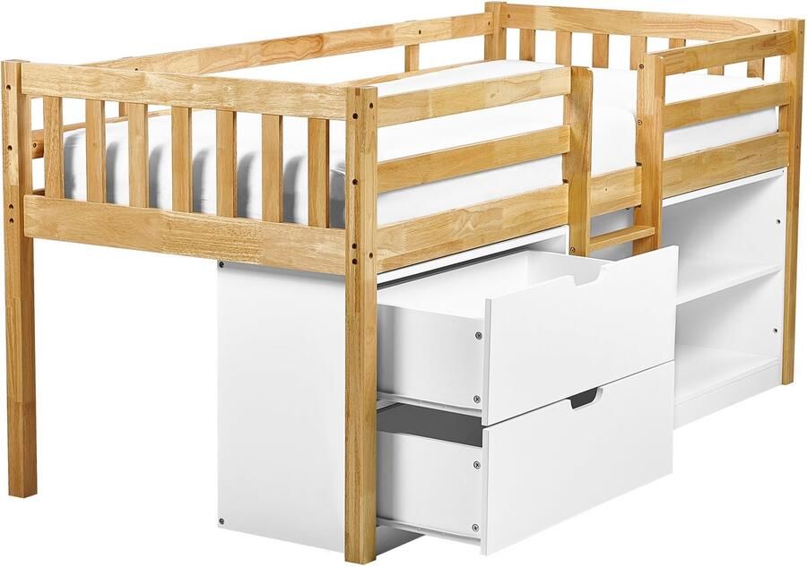 Beliani SUSVILLE Kinderbed Lichthout 90 x 200 cm Rubberhout