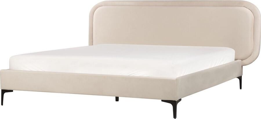Beliani -SUZETTE-Tweepersoonsbed-Lichtbeige-160 x 200 cm-Polyester