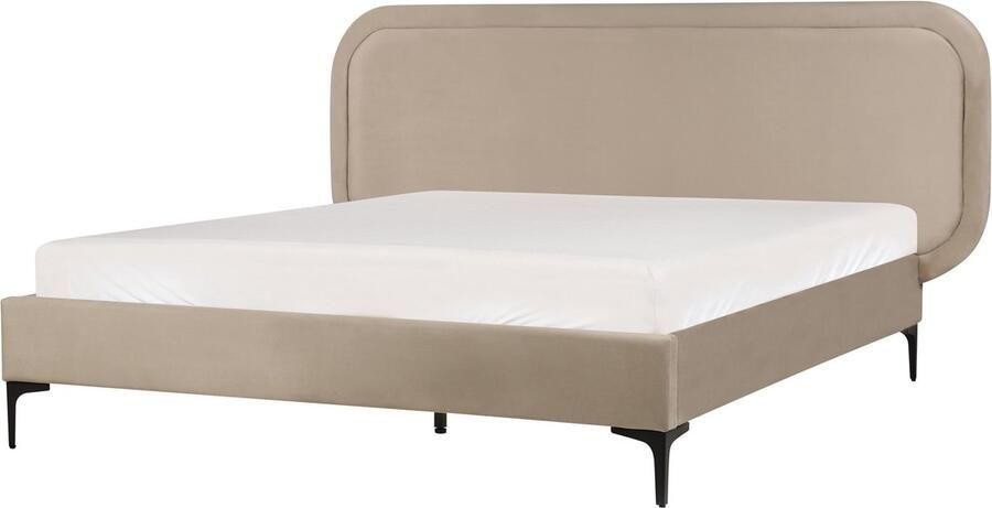 Beliani SUZETTE Tweepersoonsbed Taupe 140 x 200 cm Polyester