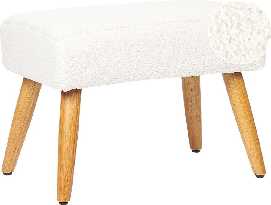 Beliani TAKOMA Voetenbank Wit BouclÃ©