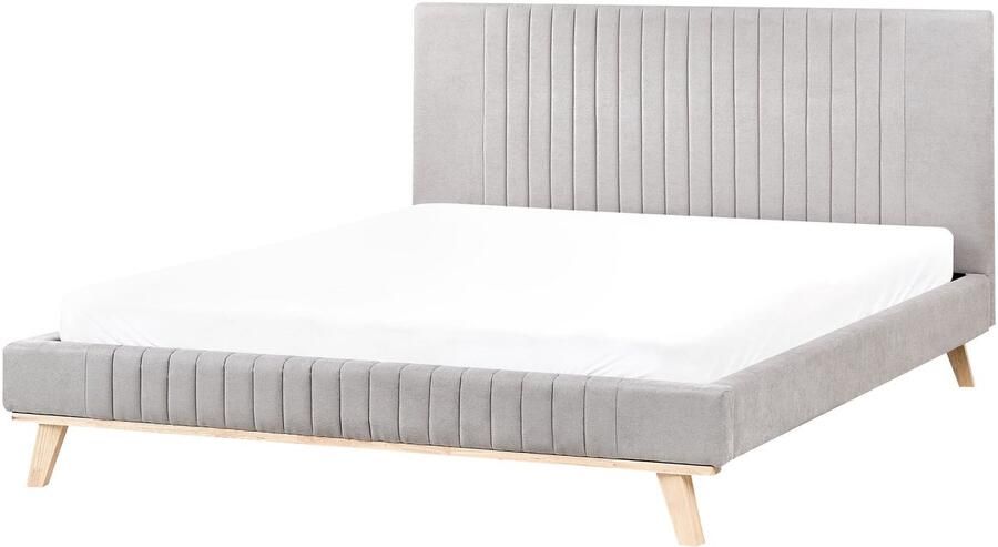 Beliani TALENCE Tweepersoonsbed Lichtgrijs 160 x 200 cm Chenille