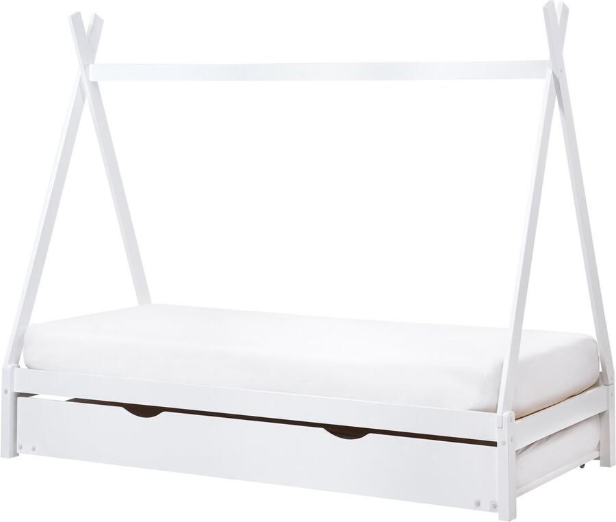 Beliani Kinderonderschuifbed Dennenhout TALMONTIERS 90 x 200 cm Wit