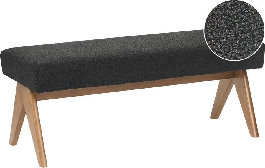 Beliani TAMRE Bankje Zwart Donkerbruin Bouclé