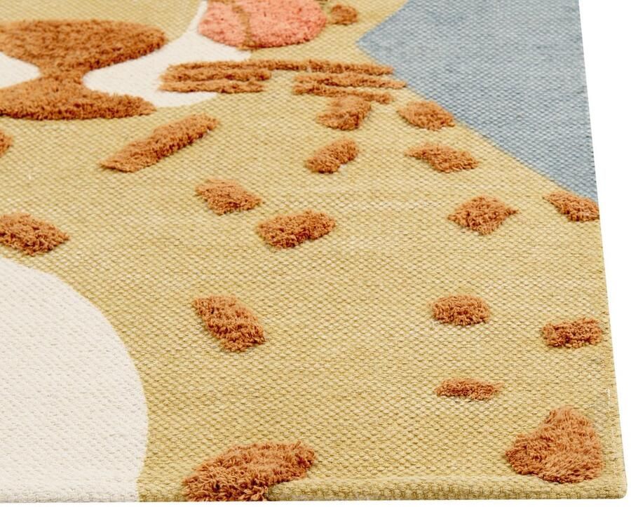 Beliani Vloerkleed katoen geel grijs 80 x 150 cm TANGSE