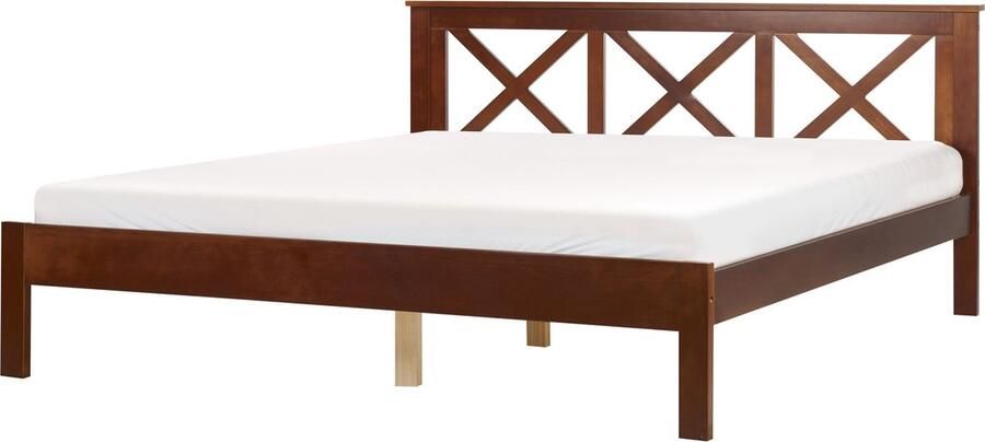 Beliani TANNAY Tweepersoonsbed Donkerhout 180 x 200 cm Dennenhout
