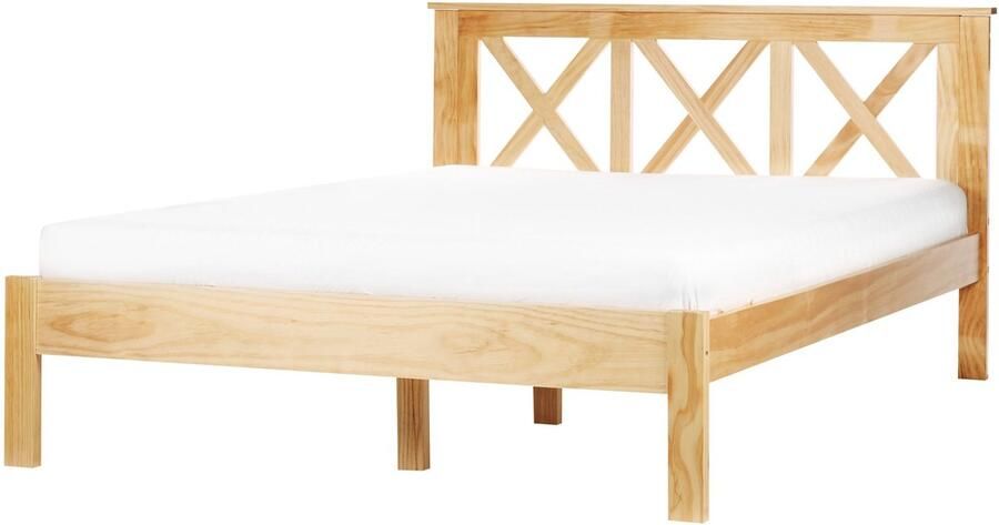 Beliani TANNAY Tweepersoonsbed Lichthout 140 x 200 cm Dennenhout