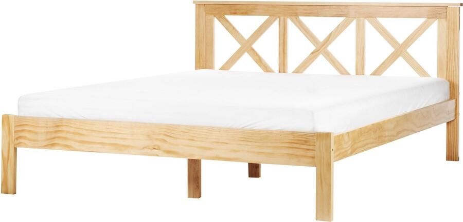 Beliani TANNAY Tweepersoonsbed Lichthout 160 x 200 cm Dennenhout