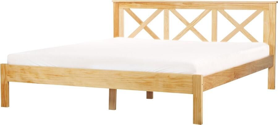 Beliani TANNAY Tweepersoonsbed Lichthout 180 x 200 cm Dennenhout