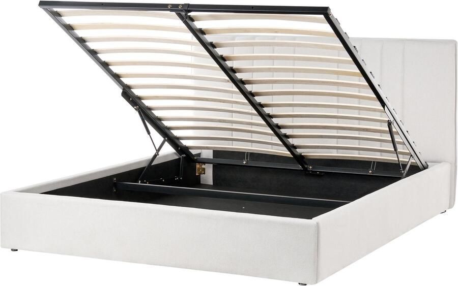 Beliani TARASCON Tweepersoonsbed Lichtbeige 160 x 200 cm Stof